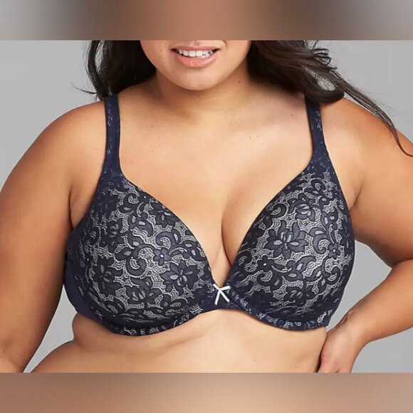 Cacique Other - Cotton Boost Plunge Bra With Lace